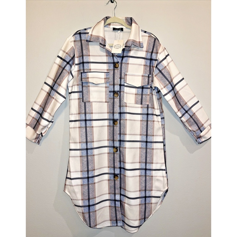 Womens Flannel Plaid Oversized Shacket Womens 2XL by Camisa NWT Button Up NEW